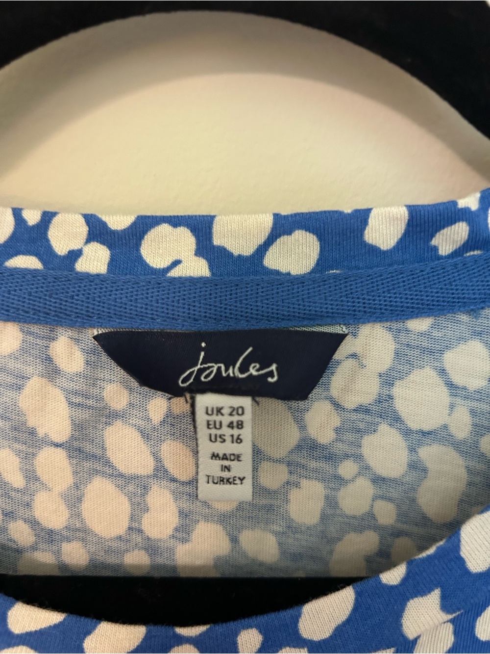 Joules Blue White Speckled Puff-Sleeve Blouse Size 16 - Picture 4 of 9